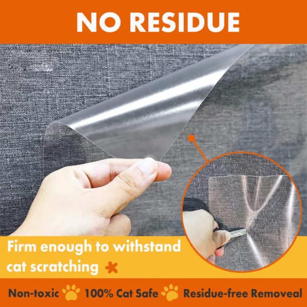 Anti Cat Scratch Furniture Protector: Double Sided Self-Adhesive Tape Furniture Guards Anti Cat Scratch for Sofa - Couch Protector for Dog, Keep Pet Off Couch | 10 Pack No Pins - Image 4