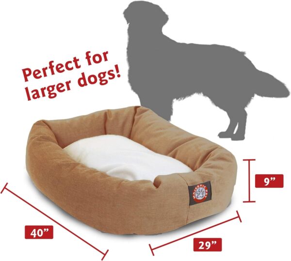 40 inch Khaki & Sherpa Bagel Dog Bed By Majestic Pet Products - Image 3