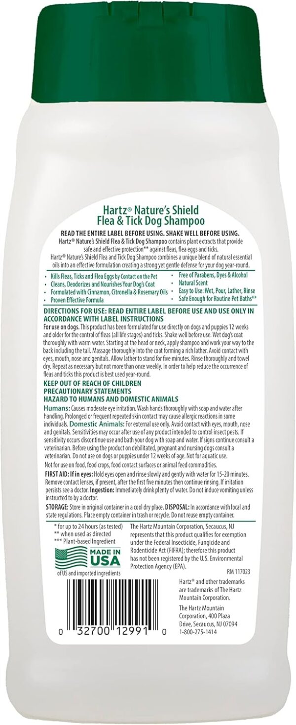 Hartz Nature’s Shield Flea & Tick Dog Shampoo Maximized Botanical Protection & Prevention with Cinnamon, Citronella & Rosemary Oils, 14 Ounces - Image 2