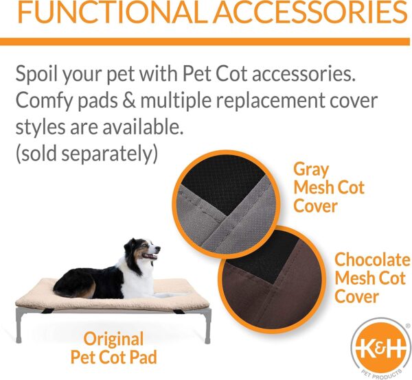 K&H Pet Products Dog Cots Beds for Large Dog- Elevated Outdoor Dog Cot Bed- Raised Dog Hammock Cooling Bed- Washable, Portable Dog Cot- Heavy Duty Durable Metal Frame, X-Large, Gray/Black Mesh - Image 6