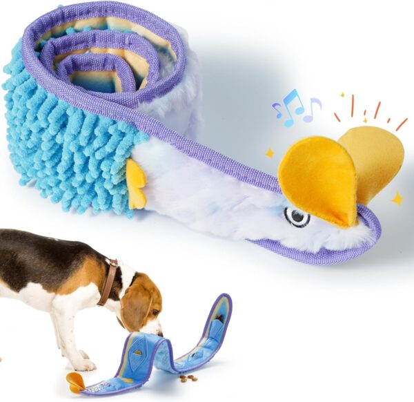 Nocciola No Stuffing Eel Crinkle Dog Squeaky Toys - Durable Dog Toys for Tug of War, Small Puppy Toys | Tough Dog Toys for Small Medium Large Dogs & Aggressive Chewers, Blue Dog Toys to Keep Them Busy