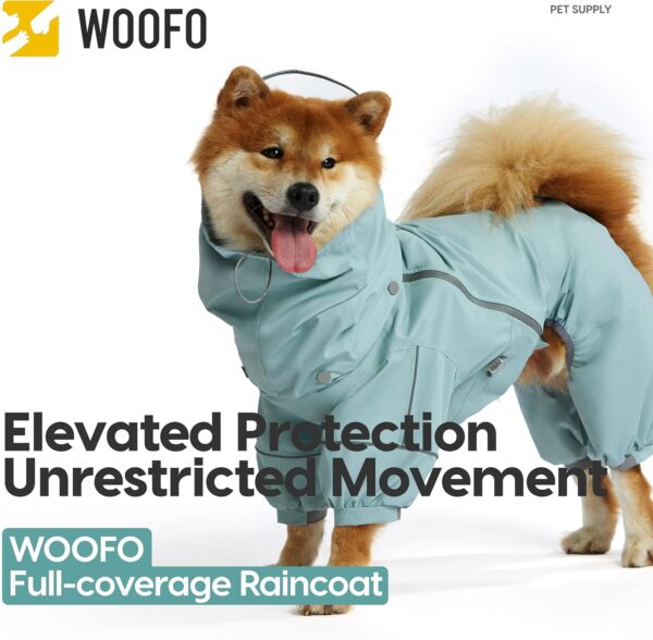 Dog Raincoat, Extra Waterproof Dog Rain Jacket for Wet Weather|Full Wrap Design for Full Protection, Adjustable&Easy to Wear, Features Detachable Cap and Reflective Strip，Size Medium - Image 3