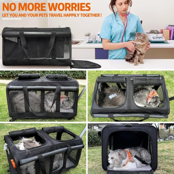 Cat Carrier,Amai Keto Cat Carrier Soft Side with Wheels for Dog & 2 Cats,Foldable Pet Travel Carrier for Medium Cats Under 25,Large,Black,24.4 x 16.5 x 15 inches - Image 7