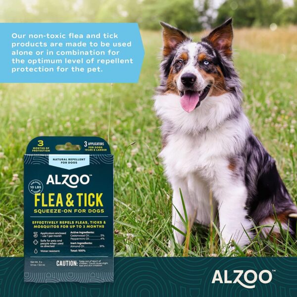 Flea & Tick Squeeze-On for Dogs, Helps Repel Fleas, Ticks & Mosquitos, Up to 3-Months Protection, 100% Plant-Based Active Ingredients, Water-Resistant, 3 EZ-On Applicators Per Pack - Image 3