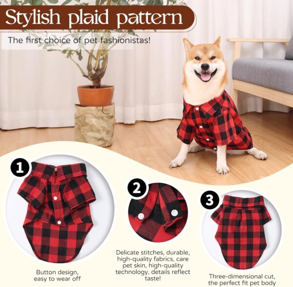 Dog Shirts Plaid Dog Shirt Dog Clothes for Small Medium Large Dogs Owner and Pet Shirts are Sold Separately - Image 5