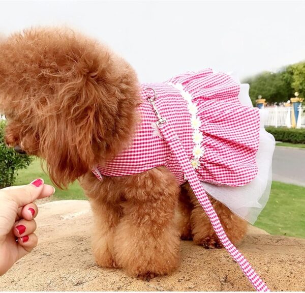 Outdoor Pet Clothes Dog Harness Dress Poodle Bichon Frise Pomeranian Schnauzer Dog Clothing Princess Costumes Pet Skirt Dropship (L,Pink) - Image 6