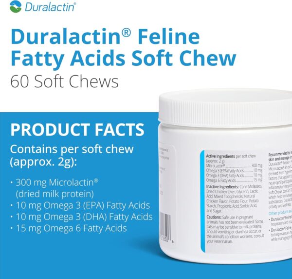 PRN Pharmacal Duralactin Feline Fatty Acid Soft Chews - Joint Health Supplement for Cats & Kittens to Help Manage Soreness - omega-3 Fatty Acid Supplement - Chicken Liver Flavor - 60 Chews - Image 2