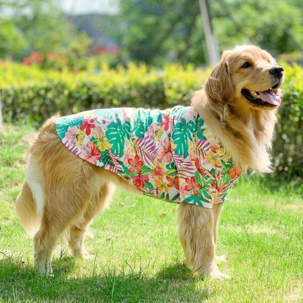 Dog Hawaiian Shirt, Summer Pet Clothes Large Dog Cool Costume Beach T-Shirt for Medium Large Dog(Red,5XL) - Image 3