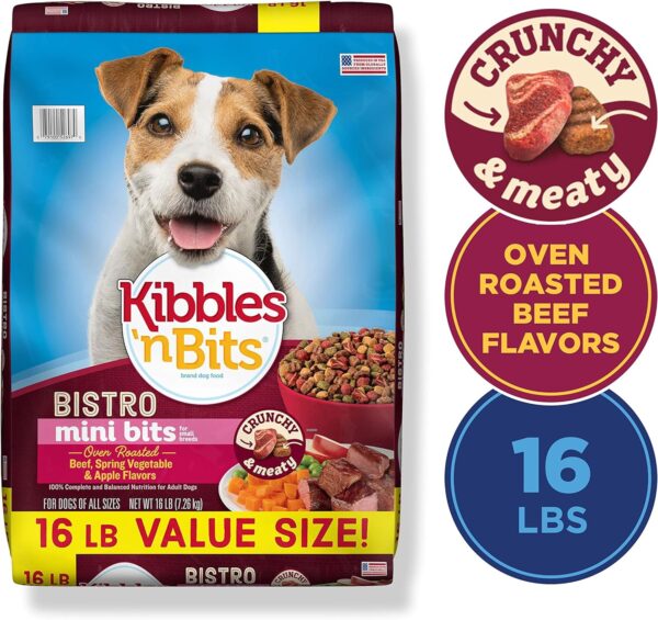 Kibbles 'n Bits Bistro Mini Bits Small Breed Oven Roasted Beef Flavor Dry Dog Food, 16 Pound Bag - Image 2