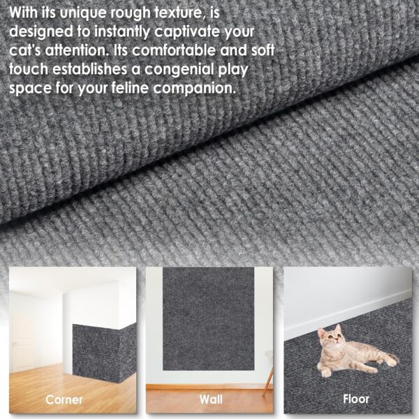 Cat Scratching Mat 11.8" x11.8”(5 Pack), Trimmable Self-Adhesive Cat Scratcher, Replacement Carpet for Cat Tree Shelf Shelves Cat Scratch Post, Scratch Couch Protector, Cat Wall Furniture DIY - Image 5