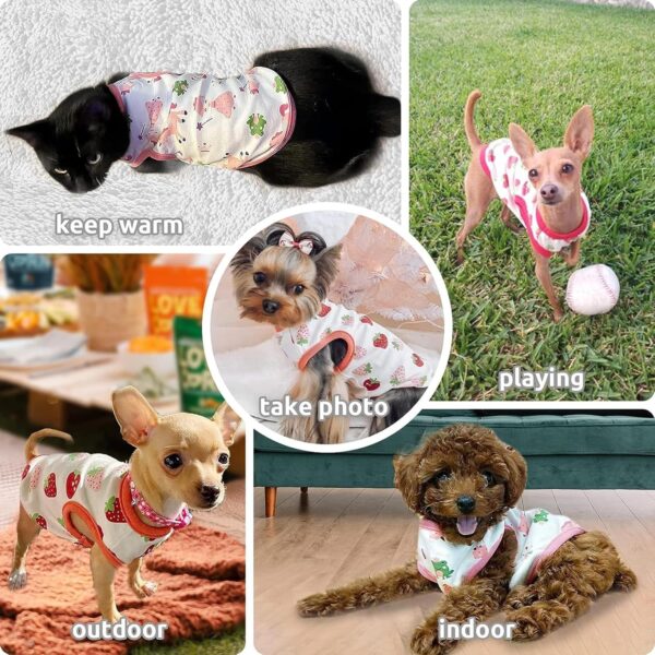 4 Pack Dog Shirt for Puppy Small Dogs Cat T Shirts Cartoon Print Cotton Sleeveless Vest Chihuahua Yorkie Clothes Shih Tzu Dog Outfit Doggy Kitten,S - Image 5