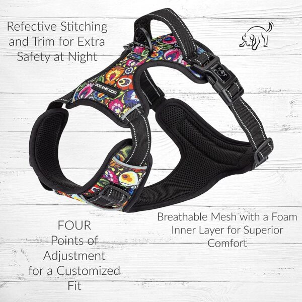 Lucky Love Dog No Pull Dog Harness, Adjustable and Easy to Walk, Cute Floral Pattern Dog Harness for Small Medium Large Dogs - (Medium, Blackbird Harness) - Image 2