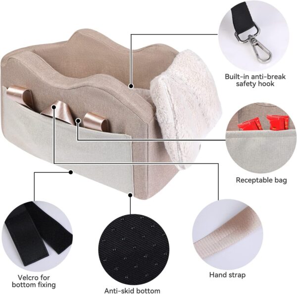 Dog Car Seat for Small Dog Center Console Seat Pet Booster Seat for Car Puppy Car Seat for Small Dogs(Champagne+Khaki) - Image 6