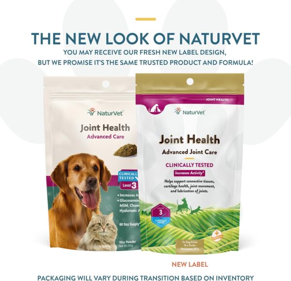 NaturVet Joint Health Level 3 Pet Supplement for Cats & Dogs – Helps Support Hip & Joint Function – Includes Hyaluronic Acid, Glucosamine, MSM, Chondroitin – 10 Oz. Powder - Image 2