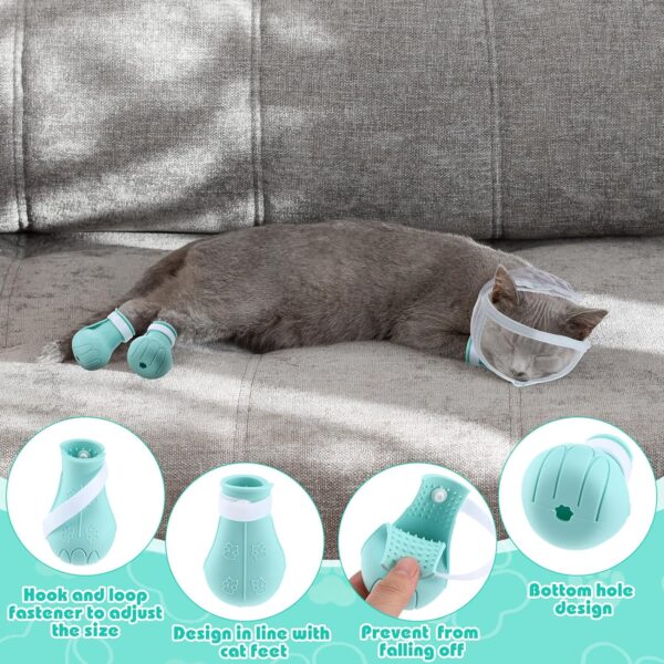 Hillban Cat Muzzle for Grooming with 4 Silicone Boots Breathable Transparent Cat Face Guard Silicone Cat Claw Covers Anti Scratch Cat Booties to Prevent Scratching Biting Bathing Trimming (Medium) - Image 7