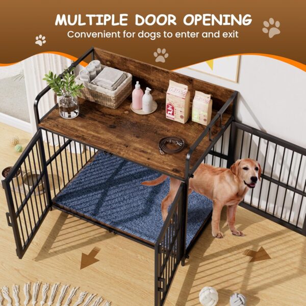 Large Dog Crate Furniture for Large Dogs, 43" Wooden Heavy Duty Dog Kennel with Double Doors, Decorative Pet House Dog Crates Side End Table Indoor(43.3" W×27.6" D×28.3" H) - Image 3