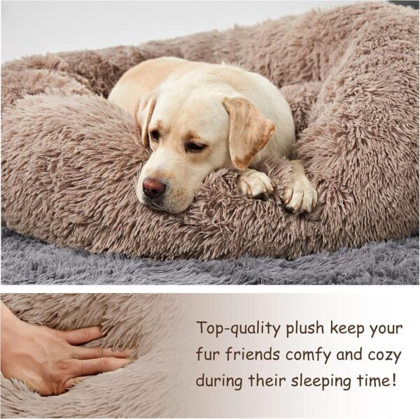 Washable Dog Round Bed Small, Donut Dog Bed Small Dog, Comfy Dog Calming Cuddler Bed - Image 5