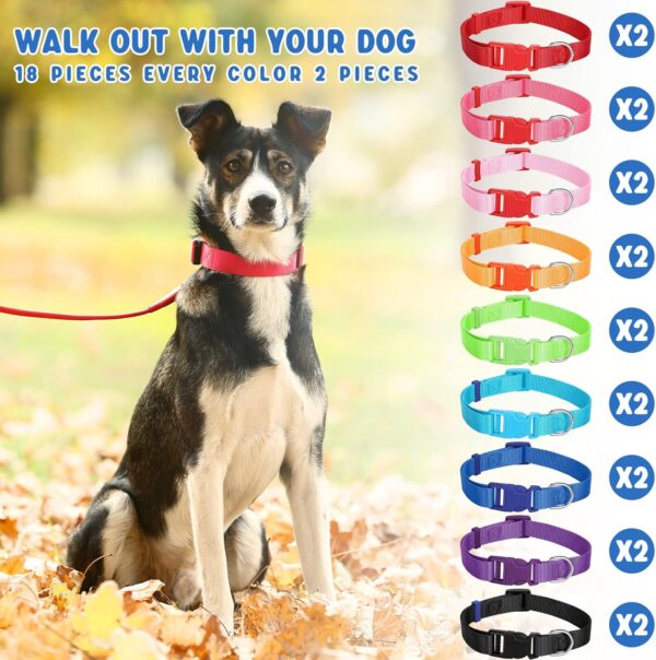 Sanwuta 18 Pcs Adjustable Dog Collar 9 Colors Nylon Pet Collar Soft Neoprene Padded Collar with Buckle Heavy Duty Medium Dog Collars for Medium Dogs(Bright Color, Medium) - Image 6