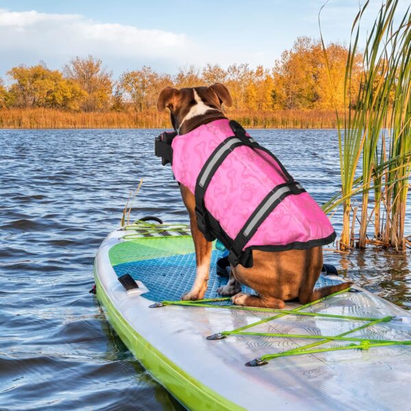 Neween Dog Life Jacket with Reflective Stripes, Adjustable Dog Life Vest Ripstop Dog Lifesaver Pet Life Preserver with Rescue Handle and High Flotation Swimsuit for Small Medium Large Dog, Pink, Small - Image 6