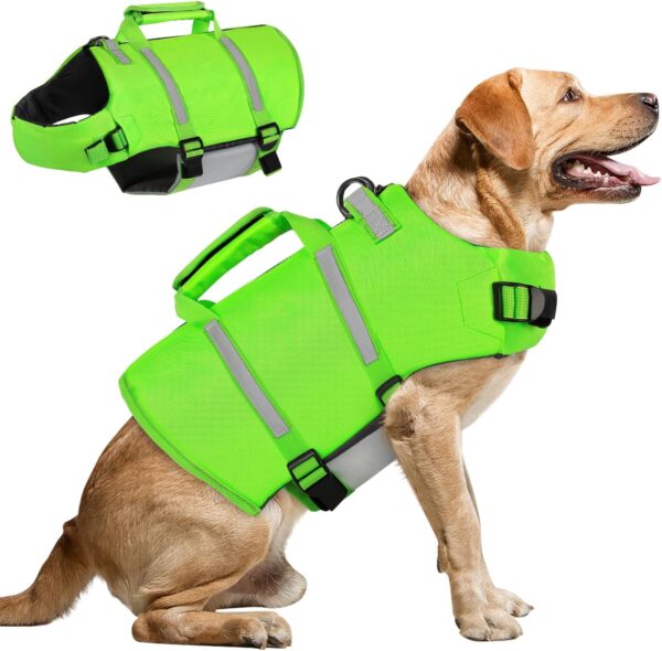 AOFITEE Small Dog Life Jacket, Dog Life Vest for Swimming, XS Dog Swimming Vest, Reflective Dog Floating Vest Swimsuit with Rescue Handle and Zipper, Dog Swimming Vest for Small Medium Large Dogs XS