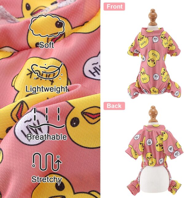 Dog Pajamas for Small Dogs Girl Boy Yellow Duck Soft Material Stretchable Dog Clothes Pjs Puppy Onesie Outfits for Sized Doggie Spring Summer Shirts Sleeper Pet Costume Cat Jammies - Image 2