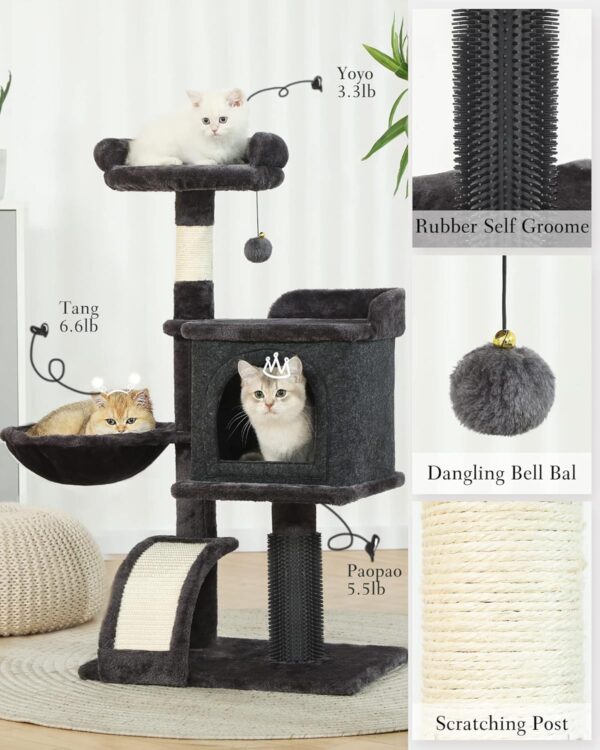 HOOPET Small Cat Tree 36.6 Inches Multi-Level Cat Tree, Cat Tower for Indoor Cats, Cat Condo with Sisal Scratching Post, Hammock, Plush Perch, Cat Furniture Activity Center for Cats, Kitten/Small Cats - Image 2