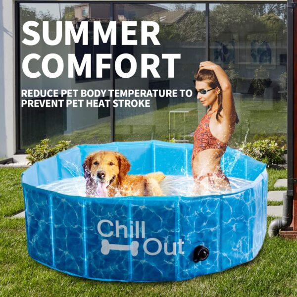 ALL FOR PAWS Dog Swimming Pool Foldable Pool Dog Tub Outdoor Pool with MDF Board Inside and Anti-Skid Inner Layer Suitable for Dog Cat Pet L (48") - Image 4