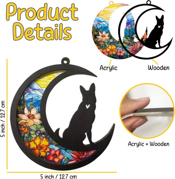 German Shepherd Dog Memorial Suncatcher Personalized with Name and Breed, Pet Loss Sympathy Gift, Dog Bereavement Gift, Pet Memorial Hanging Decor for Car and Window, Keepsake for Dog Lovers - Image 4