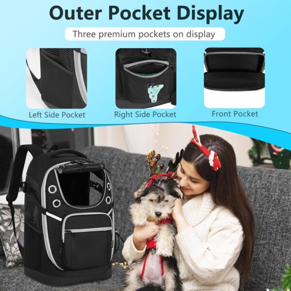 Pet Dog Carrier Backpack for Small Pets Dog Head-Out Backpacks Puppy Large Cat Carrying Bag for Hiking, Camping or Travel - Black - Image 4