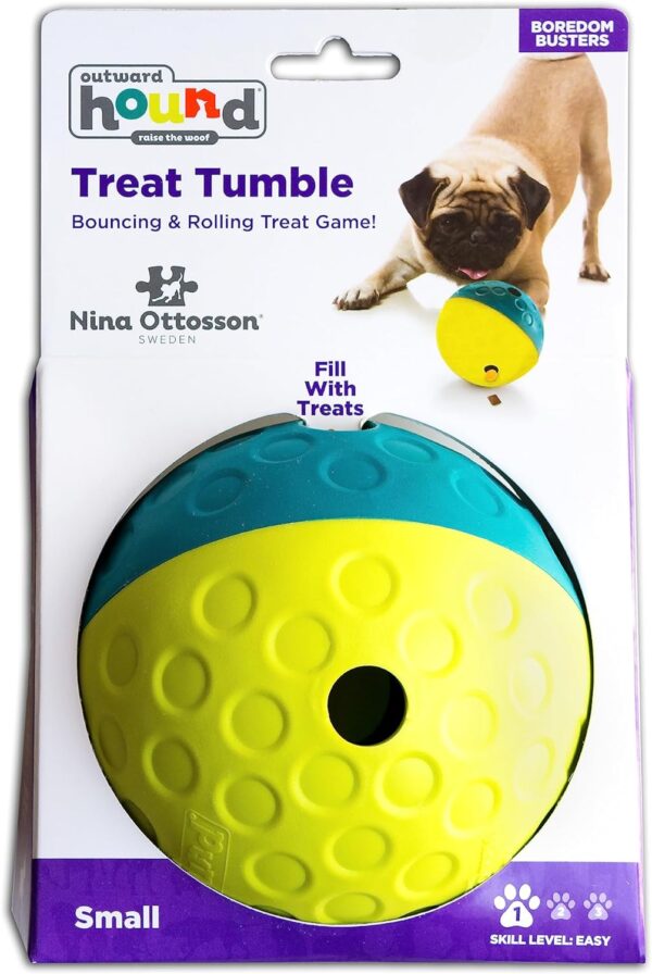 Outward Hound Nina Ottosson Treat Tumble Interactive Treat Ball Dog Puzzle Dog Enrichment Dog Toy, Level 1 Beginner, Blue, Small - Image 7