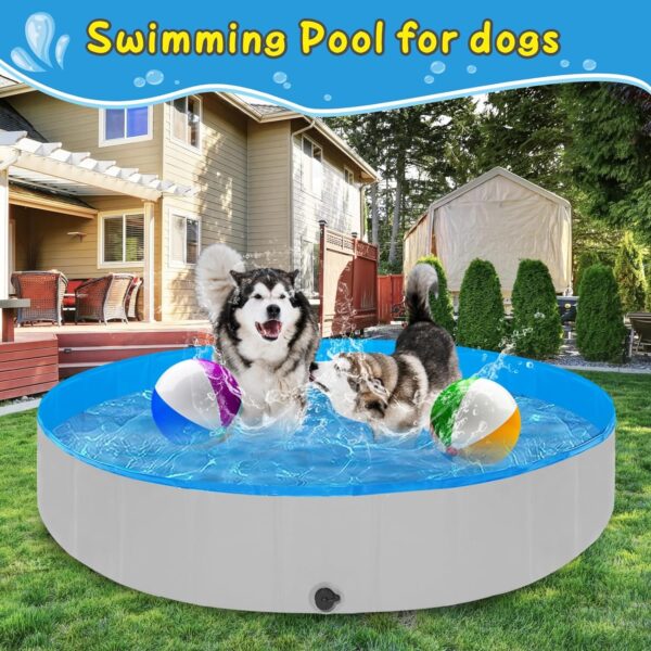 Extra Large Foldable Dog Pool,71"x 12" Portable Anti-Slip Kiddie Pool Hard Plastic, Swimming Pool for Dogs Cats and Kids Pet Puppy Bathing Tub - Image 2