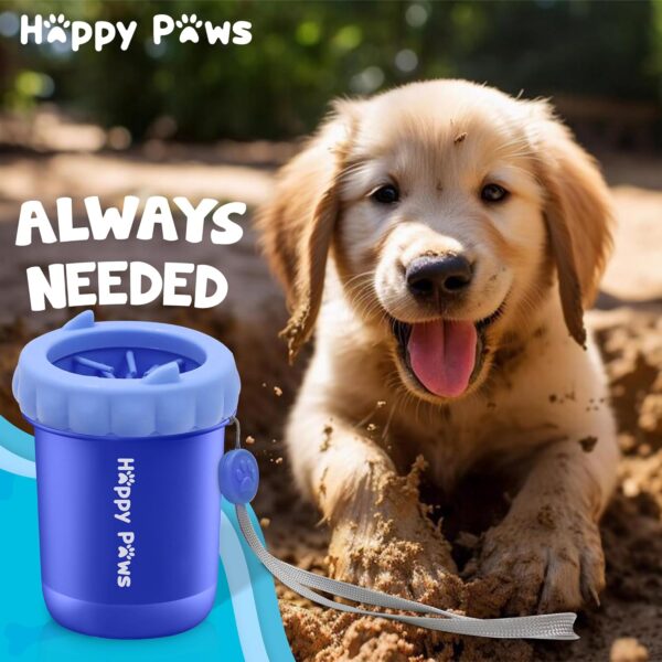 Dog Paw Cleaner | Portable Washer Cup for Small Cute Dogs with Towel and Hanger | Silicone Pet Foot Cleaning Brush Scrubber | Grooming Essentials to Wash Muddy Puppy Feet | Blue - Image 7