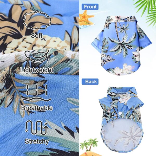 Dog Hawaiian Shirt Hawaii Style Summer Dog Clothes Boy Girl Breathable Cool Costume Beach Seaside Sweatshirt for Small Puppy Polo T-Shirt Pet Outfit, XS - Image 7