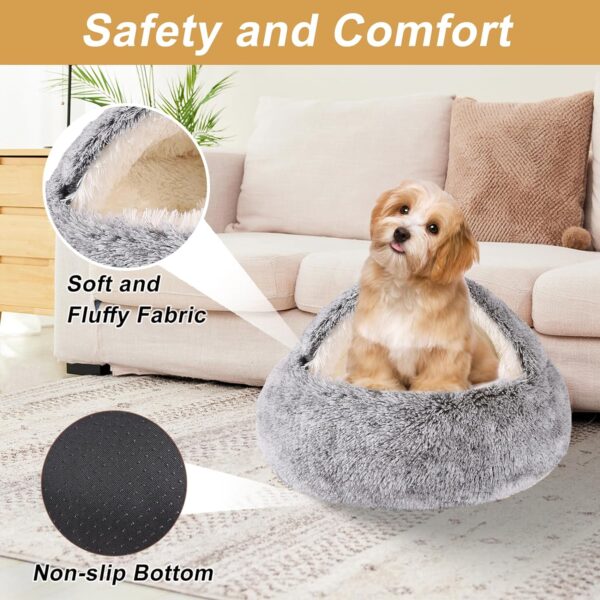 Dog Beds for Small Dogs, Cat Bed Cave, Washable Cute Cat Bed, Cozy Nook Pet Bed for Dogs or Cats, Anti-Slip Puppy Bed for Small Medium Pets (Grey, 20" x 20") - Image 4