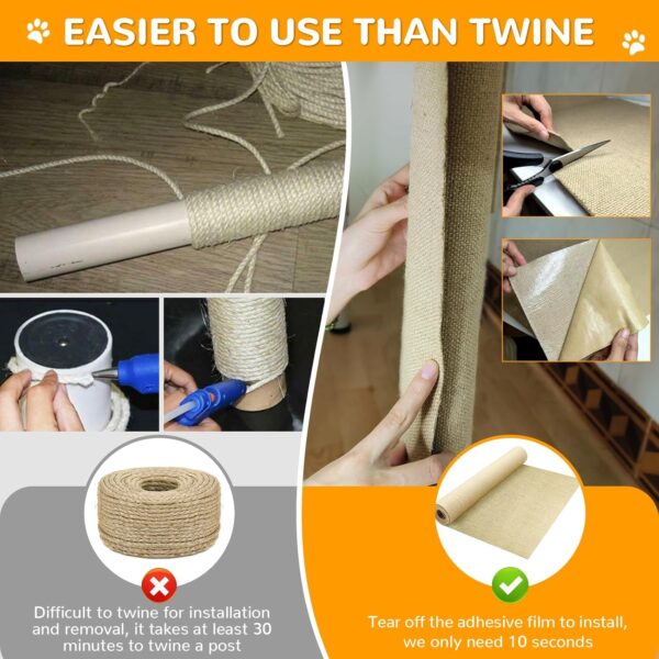 Jute Prunable Cat Scratching Mat for Furniture Protector,78.7"x15.8" Versatile Self-Adhesive Anti Cat Scratch Pad for Couch Protection &Cat Scratcher Tree/Post/Wall/Board/Twine Replacement - Image 5