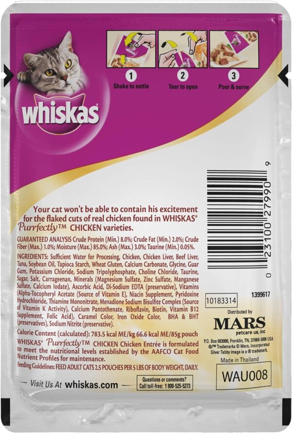 WHISKAS PURRFECTLY Chicken Wet Cat Food Chicken Entree Flavor 3 Ounces (Pack of 24) - Image 2