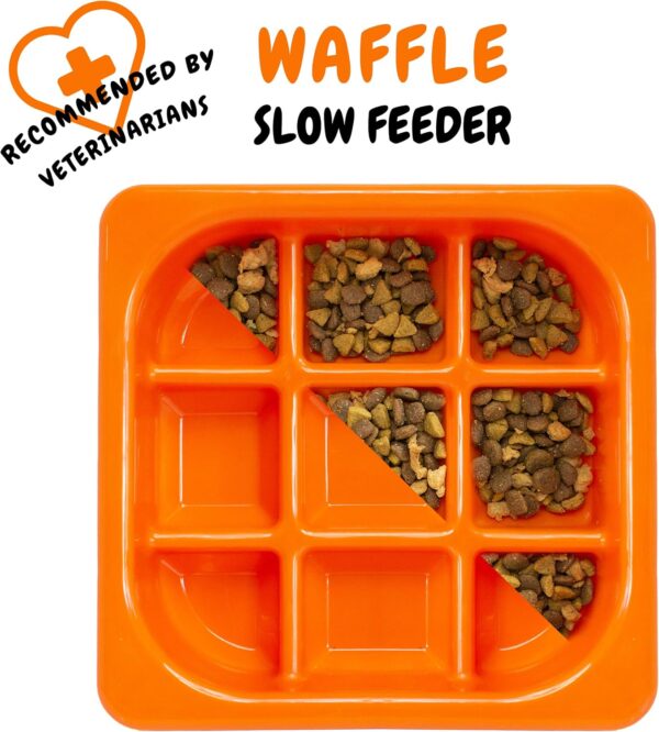 Downtown Pet Supply - Slow Feeder Dog Bowls - Anti-Choke Dog Food Bowl for Wet Dog Food, Solids and Dry Dog Food - Non-Slip Feet - BPA, PVC & Phthalate Free - Waffle - Orange - Image 2