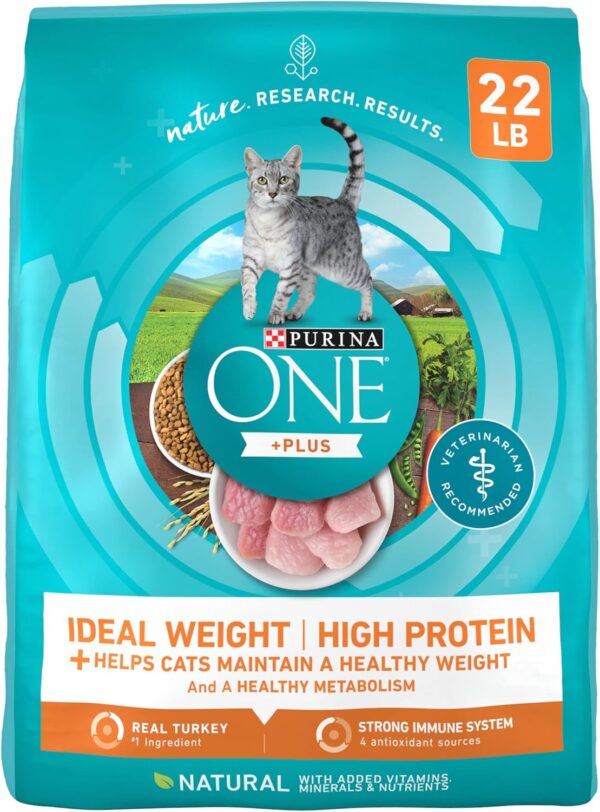 Purina ONE High Protein, Healthy Weight Dry Cat Food, +Plus Ideal Weight With Turkey - 22 lb. Bag