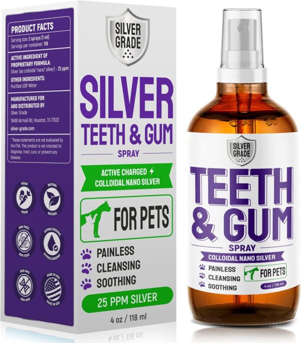 Teeth & Gum Spray for Dogs and Cats ● Dental Formula for Dog Mouth Rinse & Cat Mouth Care ● Cat & Dog Fresh Breath, Clean Teeth, No Pain Or Burning ● Dog Plaque and Tartar Remover (4 Oz)