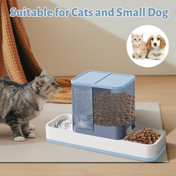 Automatic Small Pet Feeder and Water Dispenser, 2 in 1 Gravity Cat Auto Pet Feeder and Waterer Set Feeder Dish for Small Medium Pets Dog Puppy Kitten (Blue) - Image 7