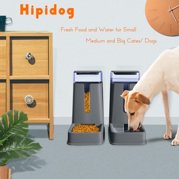 Automatic Cat Feeder and Cat Water Dispenser in Set 2 Packs Automatic Dog Feeder and Dog Water Dispenser 1 Gallon for Small Medium Big Dog Pets Puppy Kitten (deep Gray) - Image 7