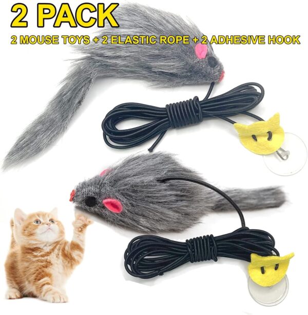 2PCS Door Hanging Cat Toy, Interactive Cat Toys for Bored Indoor Adult Cats, Home Alone Cat Toys Self Play, Cat Door Toy with Adhesive Hooks, Cat Exercise Stimulation Kitten Toys with Mouse - Image 3