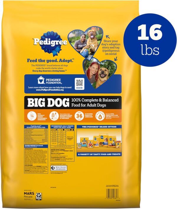 Pedigree Complete Nutrition Big Dog Dry Dog Food, Roasted Chicken, Rice and Vegetable Flavor, 16 lb. Bag - Image 2