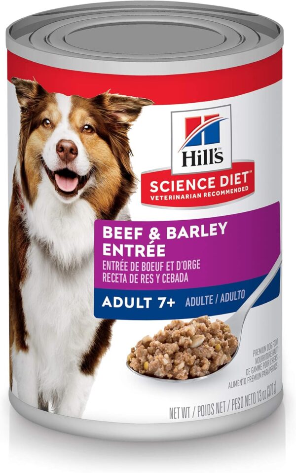 Hill's Science Diet Adult 7+, Senior Adult 7+ Premium Nutrition, Wet Dog Food, Beef & Barley Loaf, 13 oz Can, Case of 12