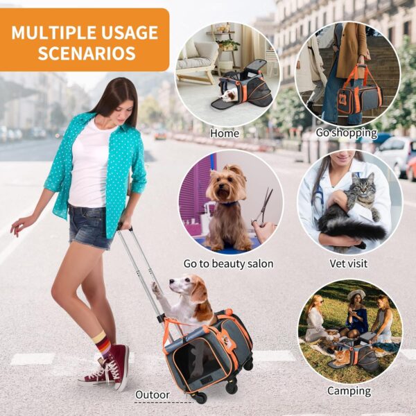 LOOBANI Pet Carrier with Wheels, Large Pet Carrier Not Airline Approved for Small & Medium Dogs Puppy Up to 25 LBS Dog Carrier, Cat Carrier Go Out Convenient and Easy Travel Vet Visit (20"x13"x13") - Image 5