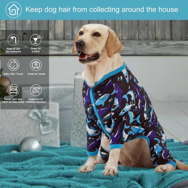 LovinPet Large XXL Dog Clothes - Pet Anxiety Relief, Anti-Shedding Dog Pajamas, Lightweight Stretchy Fabric, Whale Hello There White Print, Large Dog Pjs, Pitbull Clothes All Season /2XL - Image 6