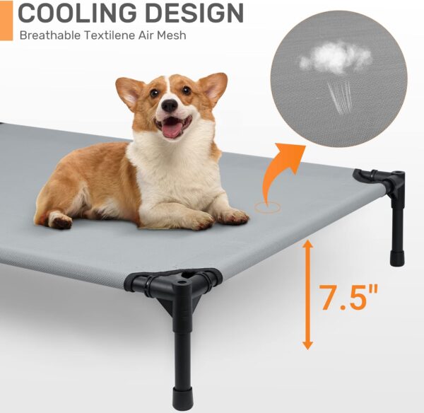 Heeyoo Elevated Dog Bed with Canopy, Outdoor Dog Cot with Removable Canopy Shade Tent, Portable Raised Pet Cot Cooling Bed for Dogs - Image 3