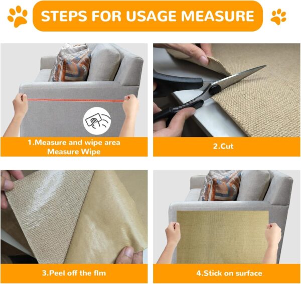 Jute Prunable Cat Scratching Mat for Furniture Protector,78.7"x15.8" Versatile Self-Adhesive Anti Cat Scratch Pad for Couch Protection &Cat Scratcher Tree/Post/Wall/Board/Twine Replacement - Image 9