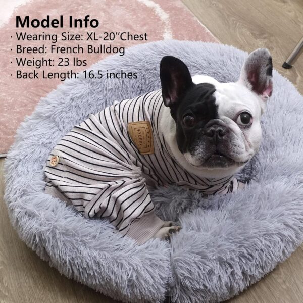 KYEESE Dog Pajamas Stripes 4 Legged Dog Jumpsuit Stretchable Pet Puppy Cat Pajamas Onesie Lightweight Dog Clothes, Ivory Brown, S - Image 6