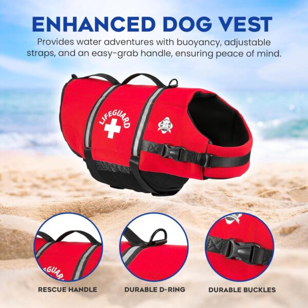 Paws Aboard Dog Life Jacket - Keep Your Canine Safe with a Neoprene Life Vest - Designer Life Jackets - Perfect for Swimming and Boating - Red, Large - Image 4